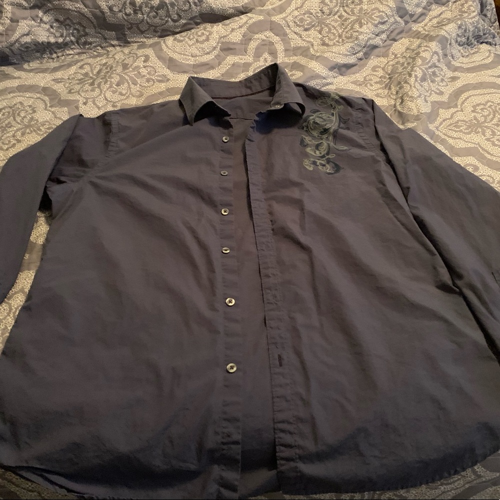 Blue Men’s shirt with embroidery - Picture 4 of 4